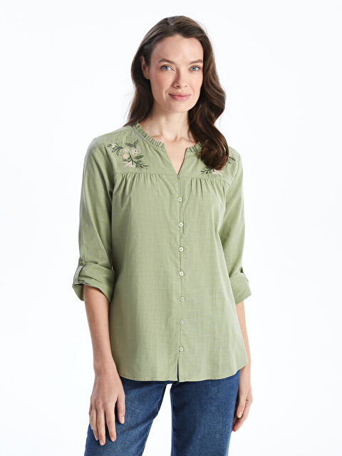 LCW Grace Kaçık Yaka Çiçekli Kadın Gömlek - S57177Z8-GUY