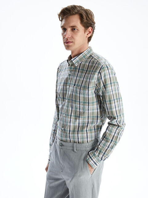 LCWAIKIKI Classic Regular Fit Uzun Kollu Ekose Poplin Erkek Gömlek - S57206Z8-LME