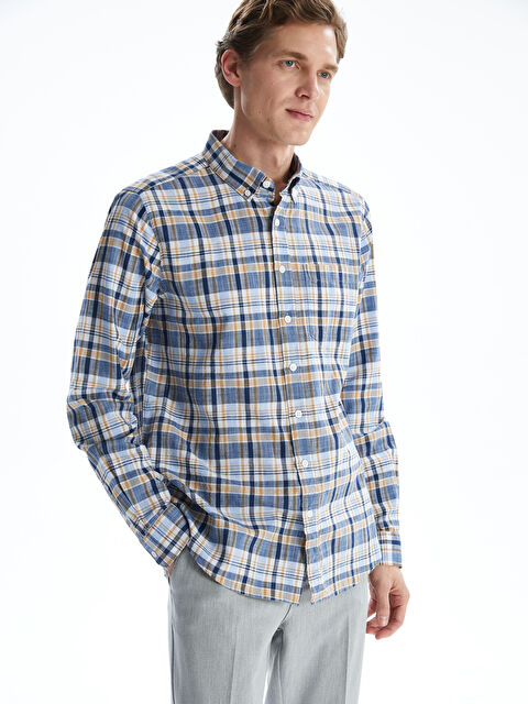 LCWAIKIKI Classic Regular Fit Uzun Kollu Ekose Poplin Erkek Gömlek - S57206Z8-LQ4