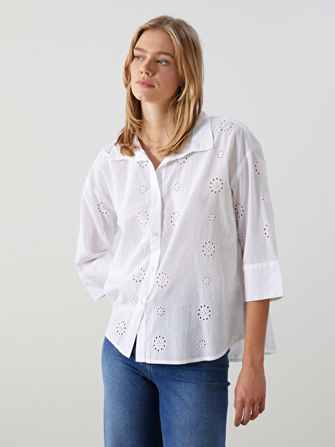LCW Vision Openwork Oversize Women's Shirt - S57213Z8-R9J