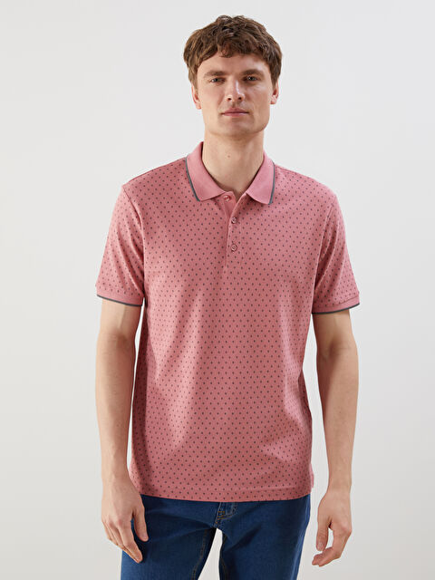 LCWAIKIKI Classic Polo Yaka Kısa Kollu Desenli Pike Erkek Tişört - S57226Z8-PJ3