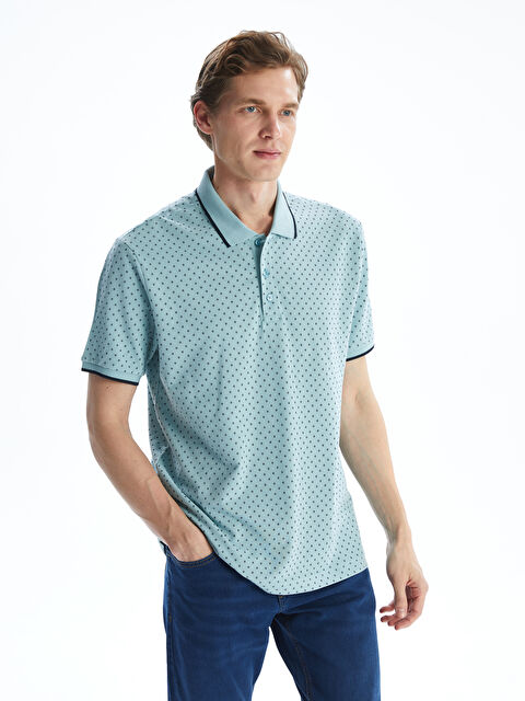 LCWAIKIKI Classic Polo Yaka Kısa Kollu Desenli Pike Erkek Tişört - S57226Z8-YSV