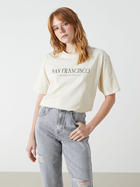 LCW Vision Ženska Majica Prevelikog Kroja sa Okruglim Izrezom i Štampom San Franciska