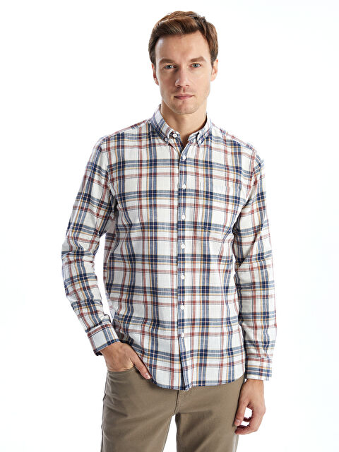 LCWAIKIKI Classic Regular Fit Uzun Kollu Ekose Poplin Erkek Gömlek - S57306Z8-LLQ