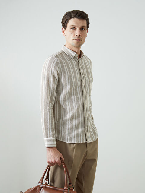 LCWAIKIKI Classic Regular Fit Uzun Kollu Çizgili Poplin Erkek Gömlek - S57314Z8-CR8