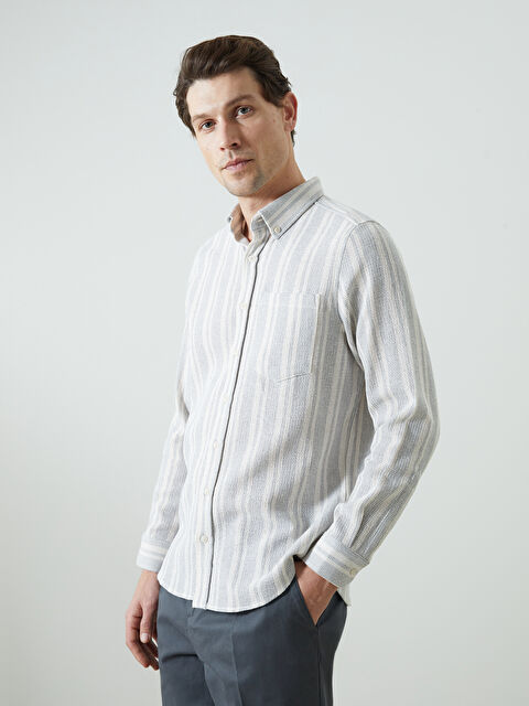 LCWAIKIKI Classic Regular Fit Uzun Kollu Çizgili Poplin Erkek Gömlek - S57314Z8-QKF