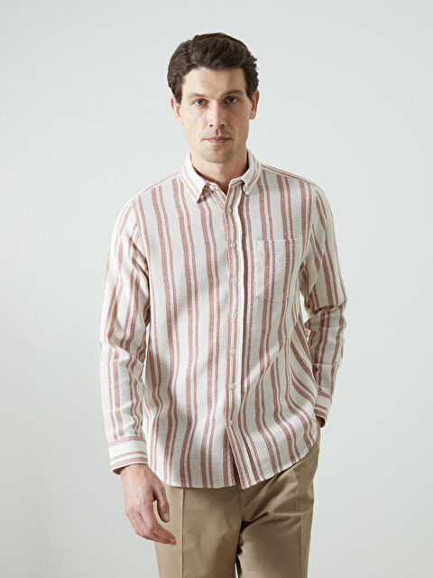 LCWAIKIKI Classic Regular Fit Uzun Kollu Çizgili Poplin Erkek Gömlek - S57314Z8-QKK