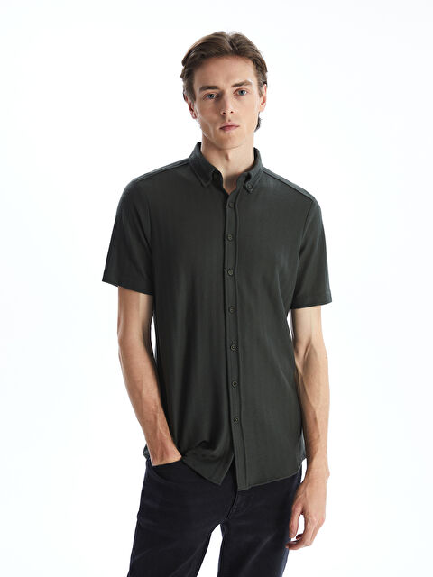 LCWAIKIKI Classic Regular Fit Kısa Kollu Desenli Poplin Erkek Gömlek - S57315Z8-SWL