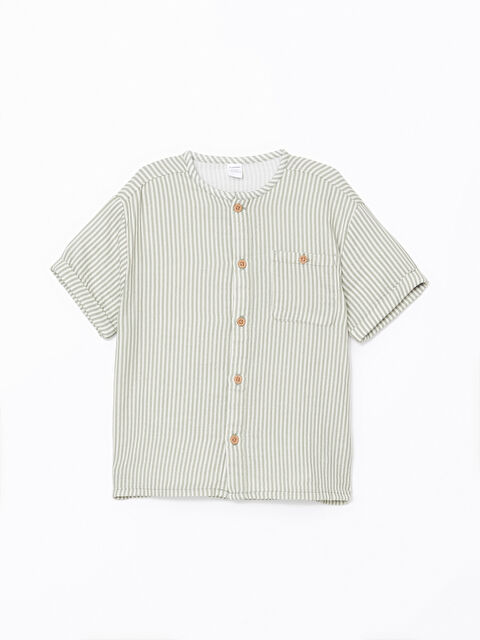 LCW Kids Bisiklet Yaka Çizgili Erkek Çocuk Gömlek - S57350Z1-SWB