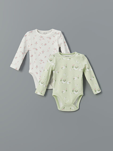 LCW baby Baskılı Kız Bebek Çıtçıtlı Bodysuit 2'li - S57407Z1-LRA