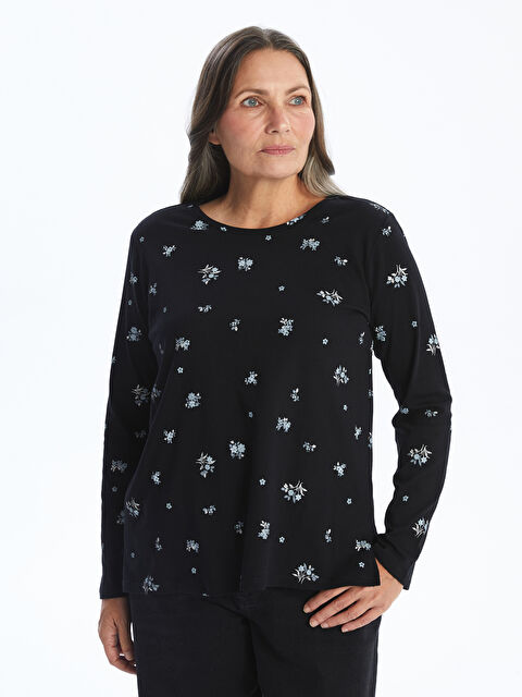 LCW Grace Bisiklet Yaka Çiçekli Kadın Bluz - S57573Z8-LQJ