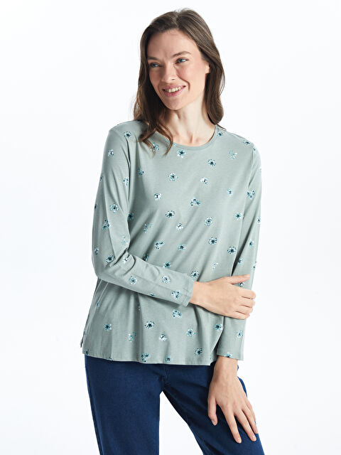 LCW Grace Bisiklet Yaka Çiçekli Kadın Bluz - S57573Z8-LRR