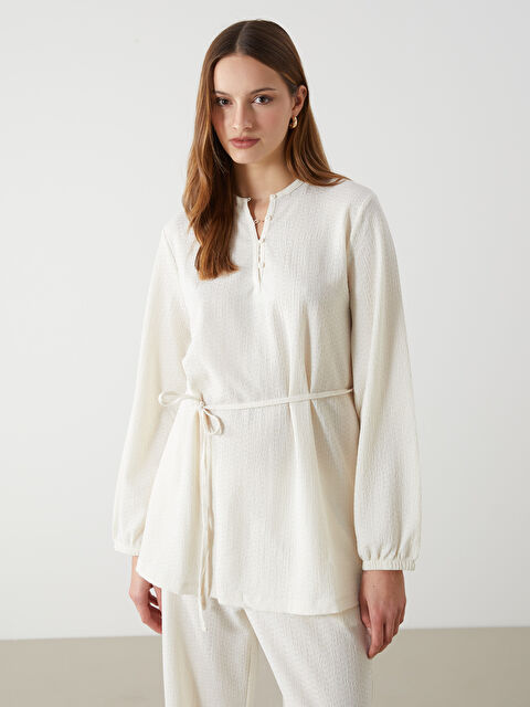 LCW Modest Crew Neck Textured Women's Tunic - S57577Z8-QVK