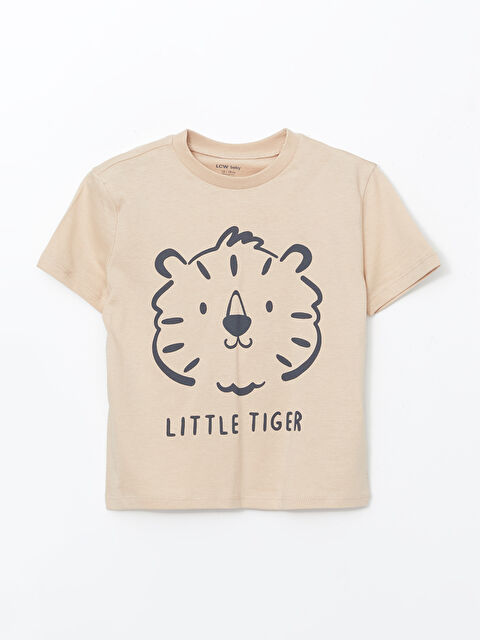 LCW baby Bisiklet Yaka Kısa Kollu Baskılı Erkek Bebek Tişört - S57649Z1-FNR