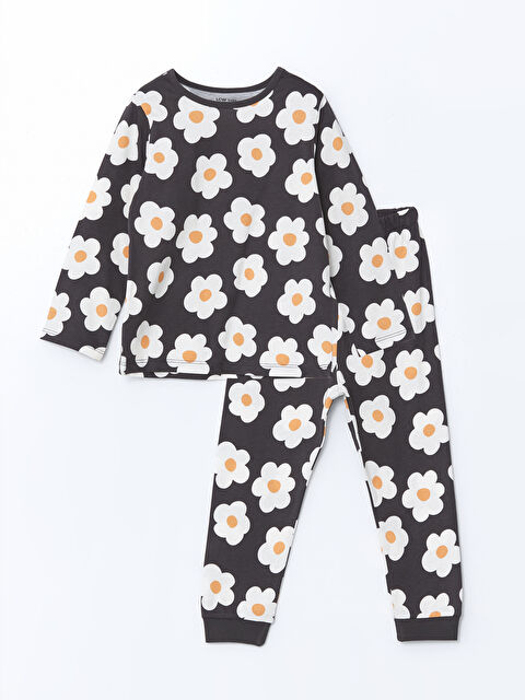 LCW baby Bisiklet Yaka Çiçekli Kız Bebek Pijama Takımı - S57672Z1-LQ9