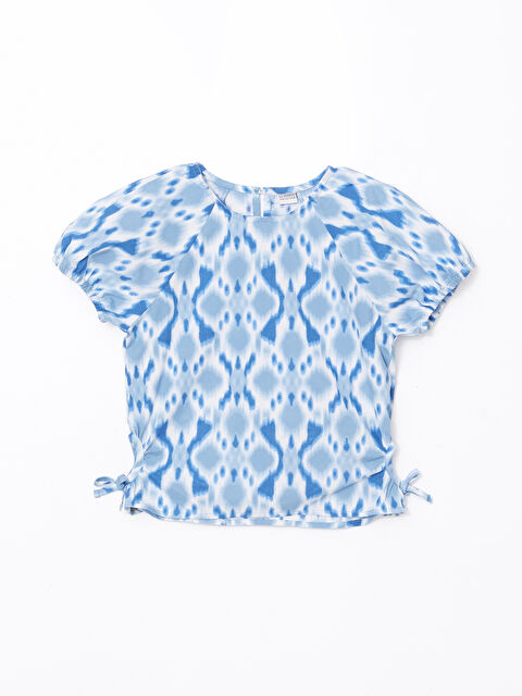 LCW Kids Bisiklet Yaka Desenli Kız Çocuk Bluz