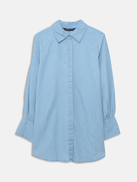 LCW Modest Collared Neck Women's Denim Tunic - S57701Z8-311