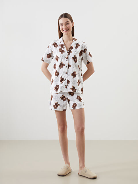 LCW Young Gömlek Yaka Baskılı Kadın Şortlu Pijama Takımı - S57750Z8-LRA