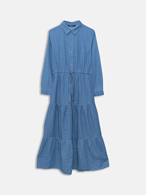 LCW Modest Collared Neck Women's Denim Dress - S57864Z8-H45