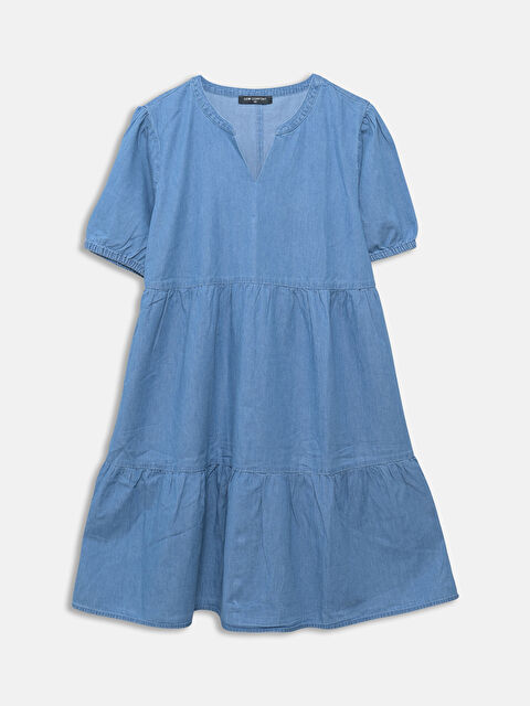 LCWAIKIKI Maternity Notch Neck Women's Denim Dress - S57871Z8-507