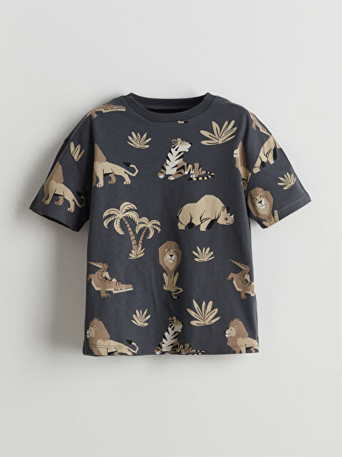 LCW Kids Bisiklet Yaka Kısa Kollu Baskılı Erkek Bebek Tişört - S57875Z1-LQ9