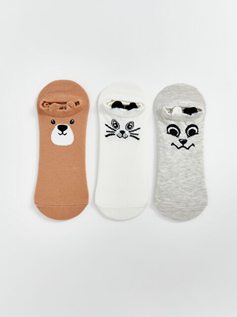 LCW DREAM Baskılı Kadın Sneaker Çorap 3'lü - S57891Z8-GGN