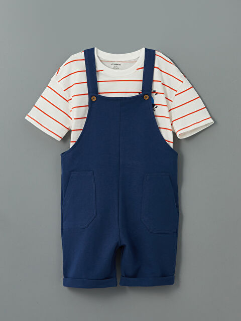 LCW Kids Bisiklet Yaka Erkek Çocuk Tişört ve Salopet 2'li - S57900Z1-LQ9