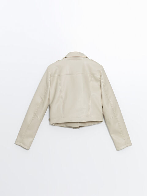 LCW Vision Biker Neck Crop Women's Faux Leather Jacket