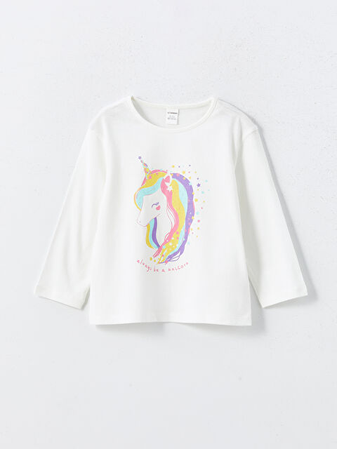 LCW Kids Bisiklet Yaka Baskılı Kız Çocuk Tişört - S57978Z1-R9J