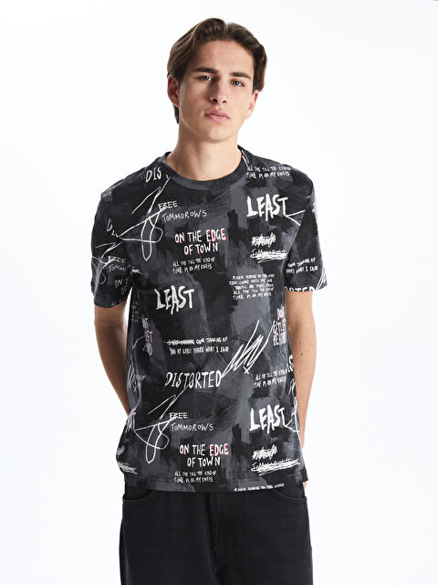 XSIDE Bisiklet Yaka Baskılı Penye Erkek Tişört