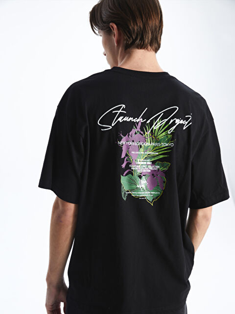 XSIDE Crew Neck Short Sleeve Printed Combed Cotton Men's T-shirt - S58039Z8-CVL