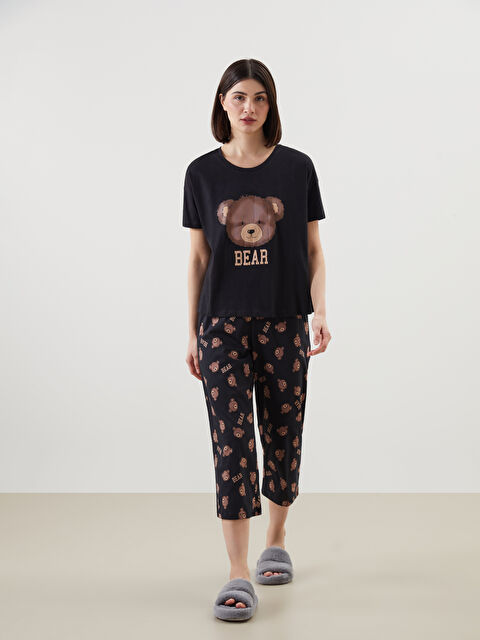 LCW Young Bisiklet Yaka Baskılı Kadın Pijama Takımı - S58074Z8-LQJ