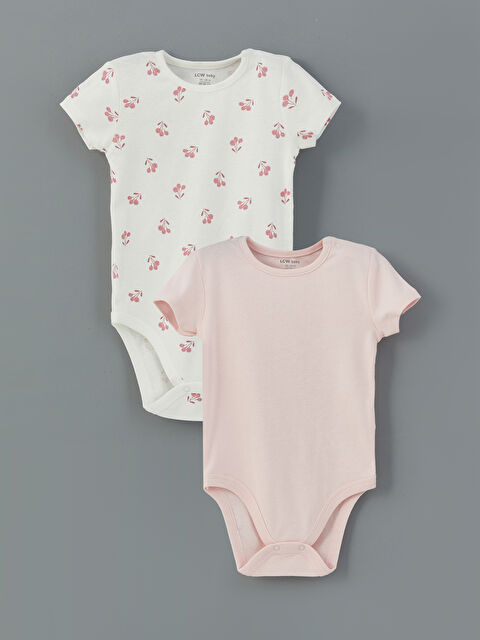 LCW baby Bisiklet Yaka Baskılı Kız Bebek Çıtçıtlı Bodysuit 2'li - S58148Z1-LRA