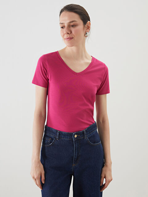 LCWAIKIKI Classic V Yaka Kadın Tişört - S58226Z8-HQJ