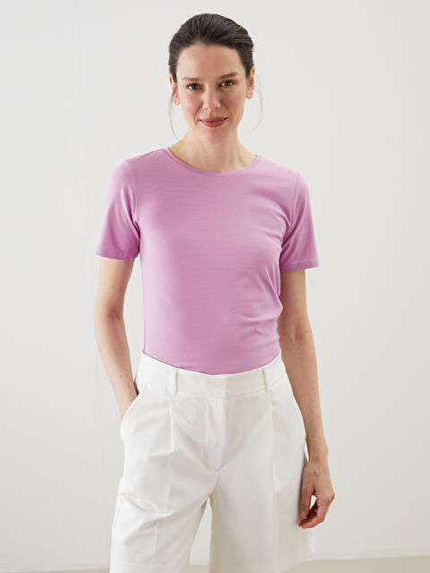 LCWAIKIKI Classic Bisiklet Yaka Kadın Tişört - S58227Z8-GAZ