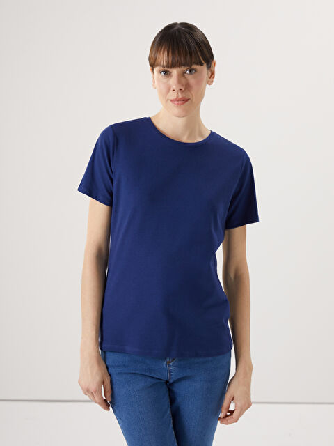 LCWAIKIKI Classic Bisiklet Yaka Kadın Tişört - S58227Z8-HPN