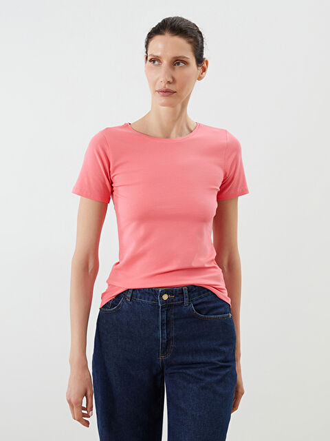 LCWAIKIKI Classic Bisiklet Yaka Kadın Tişört - S58227Z8-R0H