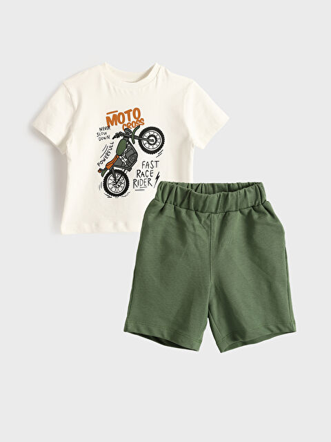 LCW baby Crew Neck Printed Boys' Set 2 Pack - S58275Z1-R9J