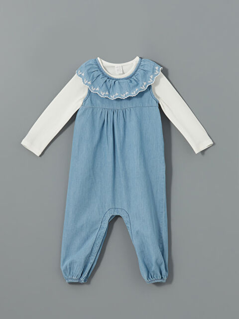 LCW baby İşlemeli Yaka Detaylı Kız Bebek Bluz ve Tulum 2'li - S58285Z1-DU2