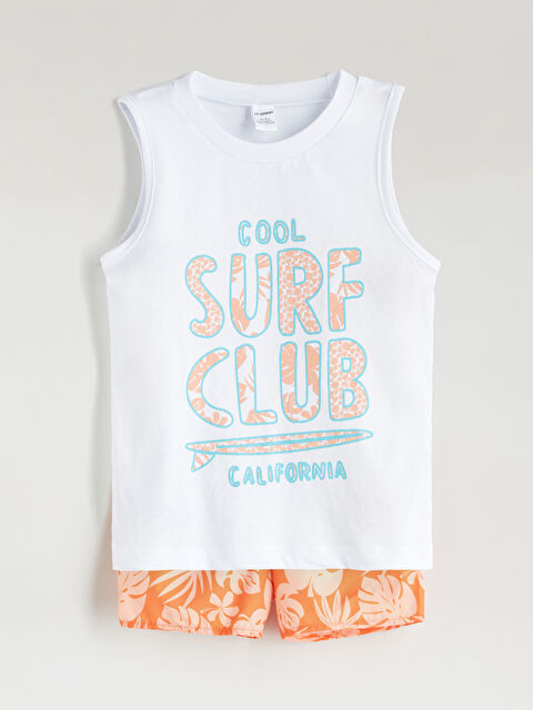 LCW baby Baskılı Erkek Çocuk Yüzme Tişört ve Şort 2'li