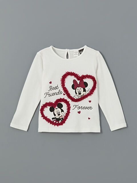 LCW Kids Minnie Mouse Baskılı Uzun Kollu Kız Çocuk Tişört - S58353Z1-R9J