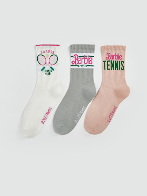LCW DREAM Barbie Baskılı Kadın Soket Çorap 3'lü - S58456Z8-FEW