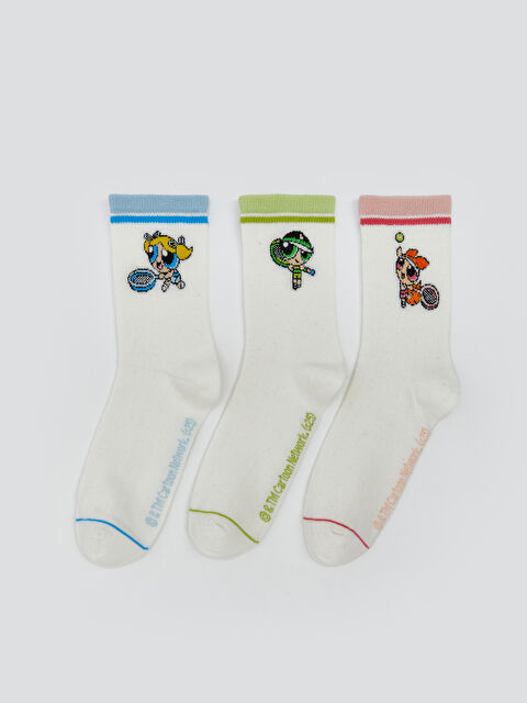 LCW DREAM Powerpuff Girls Baskılı Kadın Soket Çorap 3'lü Paket - S58458Z8-FDU