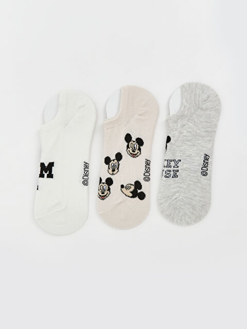 LCW DREAM Mickey Mouse Baskılı Kadın Sneaker Çorap 3'lü - S58462Z8-FEW