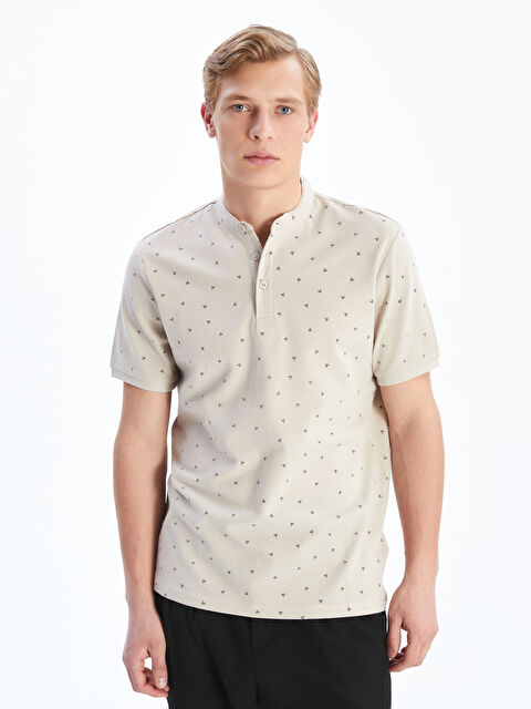 LCW Vision Grandad Collar Short Sleeve Patterned Men's T-Shirt - S58517Z8-HZZ