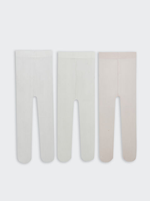 LCW baby Beli Lastikli Kız Bebek Külotlu Çorap 3'lü - S58567Z1-Q6K