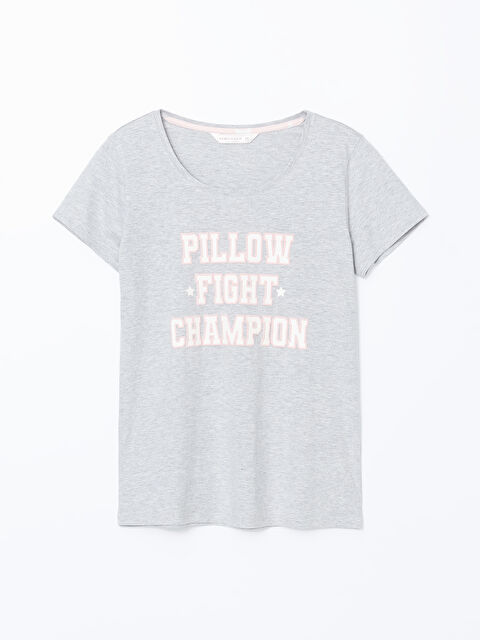 LCW DREAM Bisiklet Yaka Baskılı Kadın Pijama Üst - S58574Z8-LAL