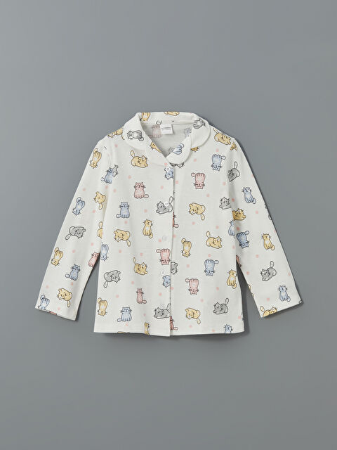 LCW Kids Gömlek Yaka Kız Çocuk Pijama Üst