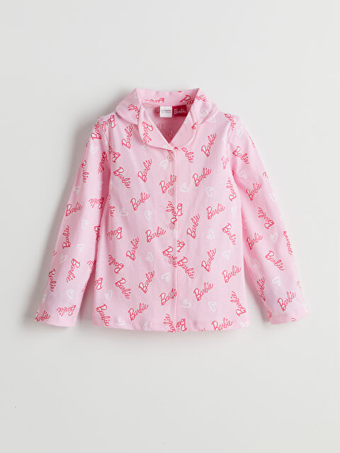 LCW Kids Gömlek Yaka Barbie Desenli Kız Çocuk Pijama Üst - S58608Z4-LT4