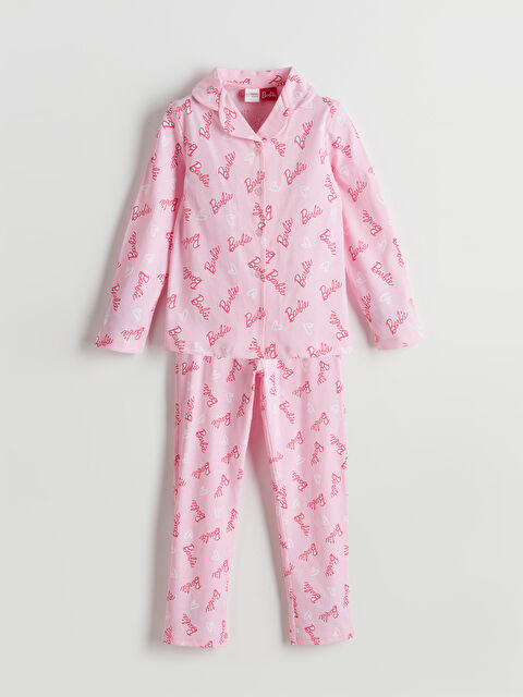 LCW Kids Gömlek Yaka Barbie Baskılı Kız Çocuk Pijama Takımı - S58610Z4-LT4